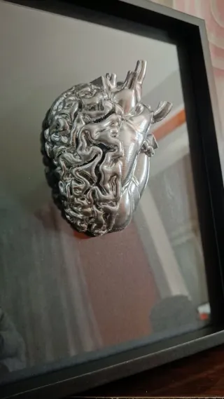 Quadro Cuore Testa Argento Metallo