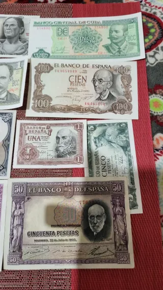 Lote de Billetes Antiguos: México, Cuba, España