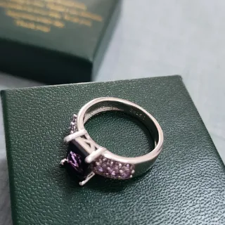 Anillo Plata Rectangular Morado