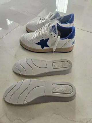 Zapatillas Golden Goose Beige y Azul Mujer