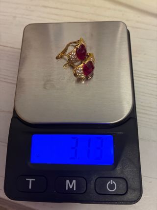 Pendientes Oro 18k con Rubí y circonitas