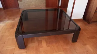 Mesa de centro cristal y madera