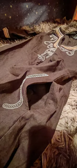 Vestido marrón bordado talla S