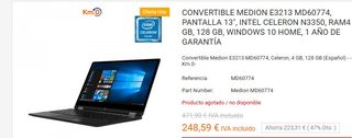 Portátil Táctil Medion Akoya E3213 128GB SSD/4RAM