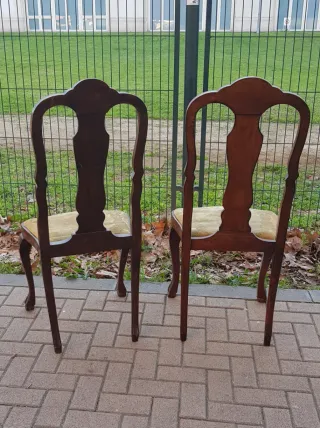 Pareja Sillas Isabelinas Marquetería Bowman Brothe