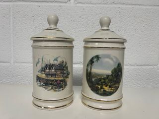 2 Tarros Cerámica Dibujo 2 Caras