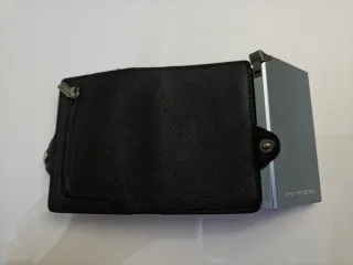 Moero Saffiano ZIP Nero con Portacarte Grigio