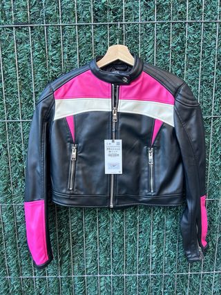 Chaqueta Zara Negra y Rosa Talla XS