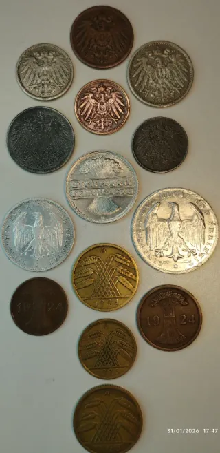 Lote Alemania monedas antiguas 1907-1925.