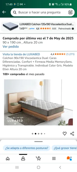 Colchón de cama individual