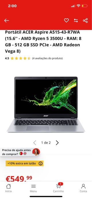 Portátil Acer Aspire 5 512GB