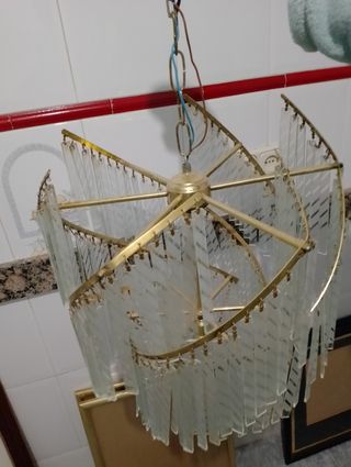 Lámpara vintage cristal y metal dorado