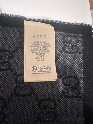 Bufanda Gucci Lana Jacquard GG Beige Gris
