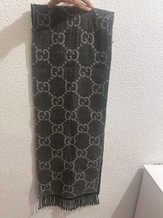 Bufanda Gucci Lana Jacquard GG Beige Gris