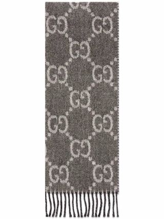 Bufanda Gucci Lana Jacquard GG Beige Gris