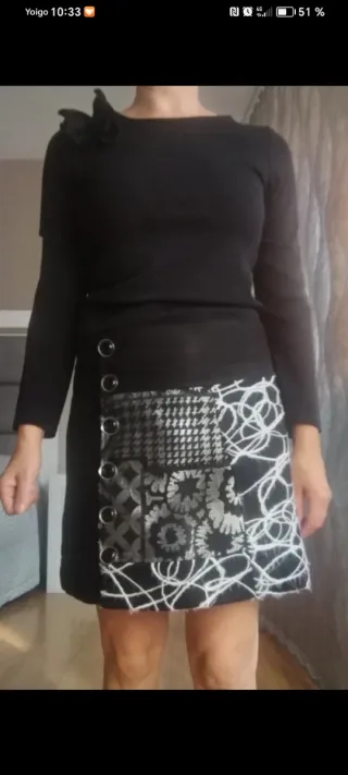 Falda negra patchwork