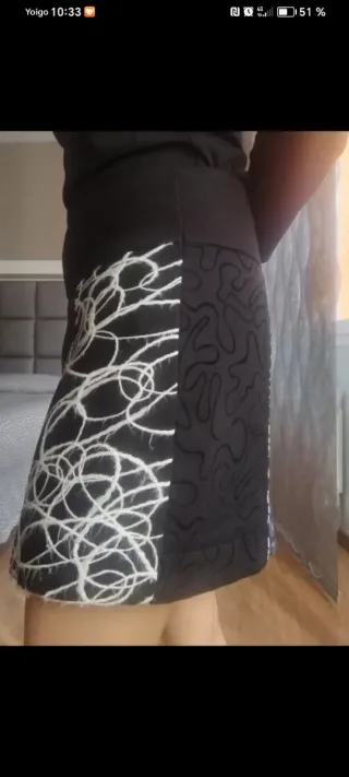 Falda negra patchwork