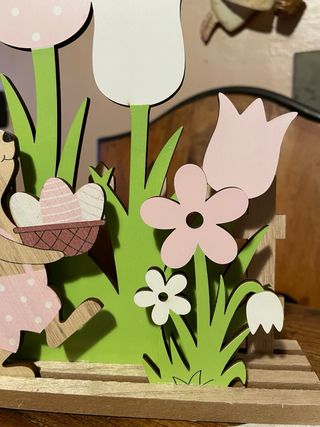 Decorazione Pasquale in legno con coniglietto