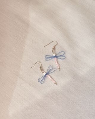 Brincos Libelinhas Azul, Branco e Rosa