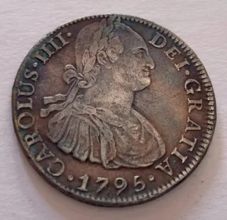 Moneda Plata 8 Reales Carlos IIII 1795 México F.M
