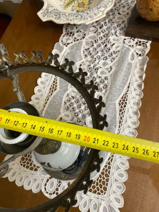 Antigua Lámpara Francesa Latón y Porcelana