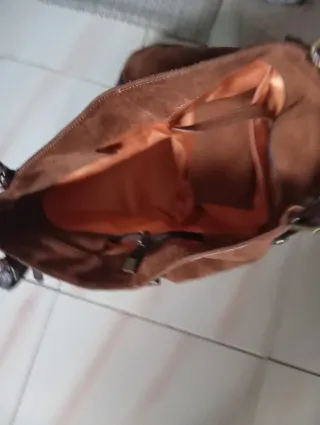Bolso piel y ante marrón