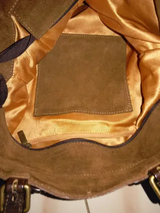 Bolso piel y ante marrón