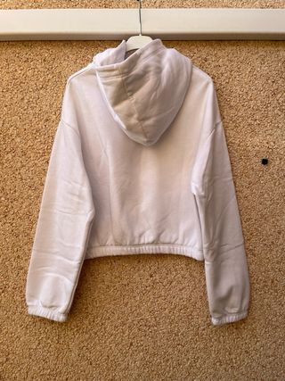 Sudadera Zara Blanca Cropped Hoodie