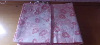 Juego Sábanas Cama 90cm Flores Naranja/Rosa