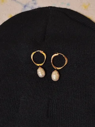 Pendientes Majoricade plata bañado en Oro y Perlas