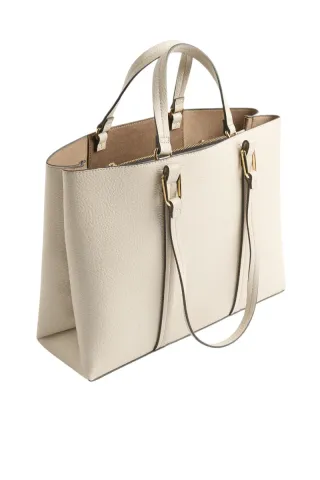 Bolso de piel beige y marrón de Parfois