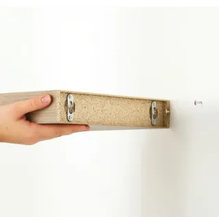 Estantería flotante de madera y cristal 30x26