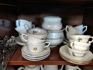 Juego Tazas Café Antiguas Flores