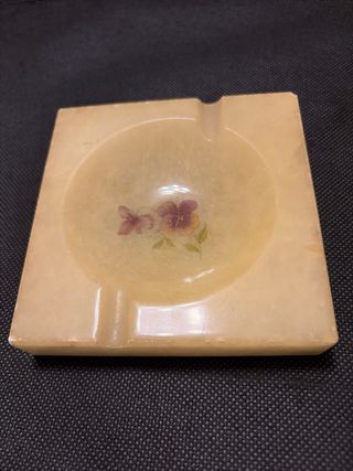 Posacenere vintage in alabastro con fiori