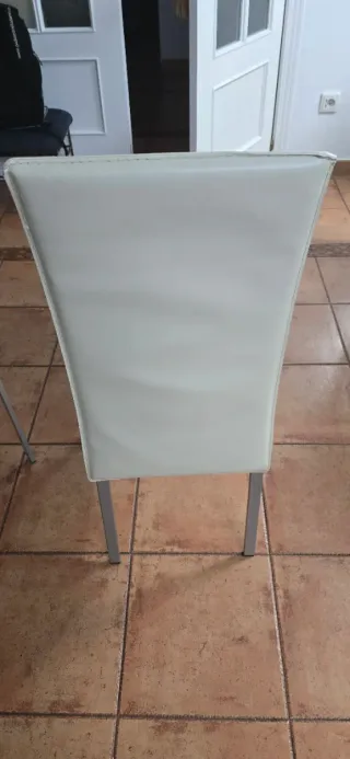 4 Sillas Cocina/Oficina Piel Sintética Blanca