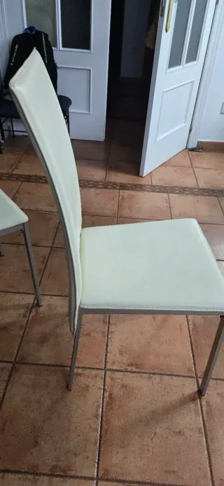 4 Sillas Cocina/Oficina Piel Sintética Blanca