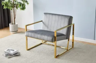 Sillón de Lujo Gris y Dorado