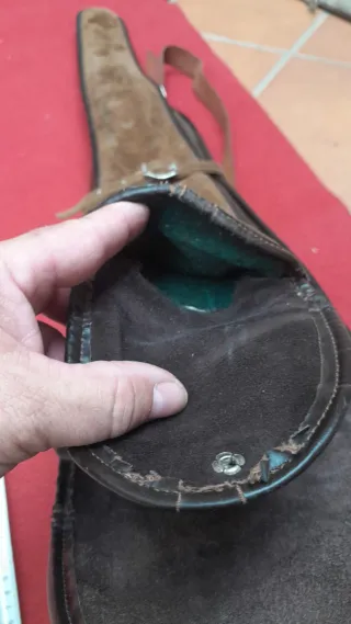 Funda Escopeta Desmontada Cuero Marrón caza