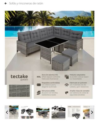 Sofá Rinconera Ratán BARLETTA Marrón/Gris