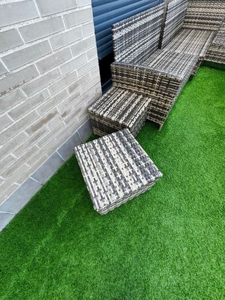 Sofá Rinconera Ratán BARLETTA Marrón/Gris