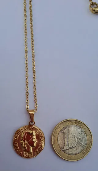 Conjunto Cadena y Colgante Moneda  1973