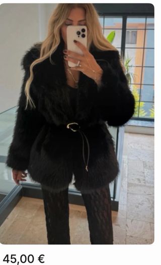 Abrigo Zara Negro Cinturón Talla L