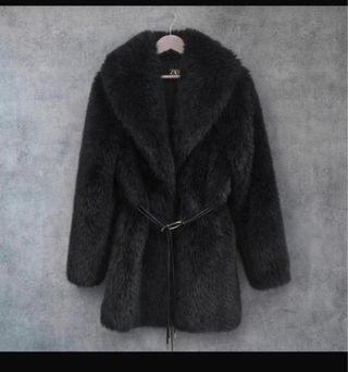 Abrigo Zara Negro Cinturón Talla L