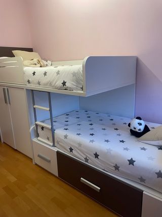Litera tren doble con almacenaje y armario