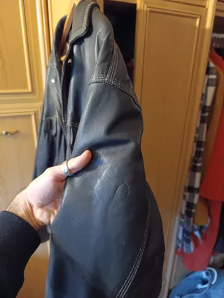 Cazadora Cuero Vaquera Vintage Talla L