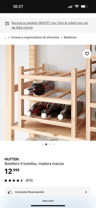 Botellero madera apilable 18 botellas