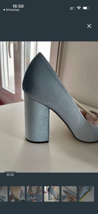 Zapatos de tacon Coosy azul claro con lazos