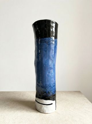 Vaso ceramica artigianale nero blu