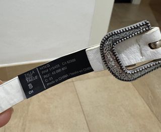 Cinturón Stradivarius Blanco y Plateado Talla 80