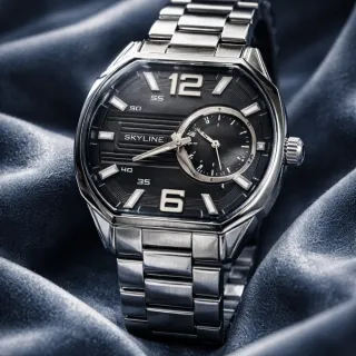 Reloj Skyline Acero Plata y Negro Cronógrafo